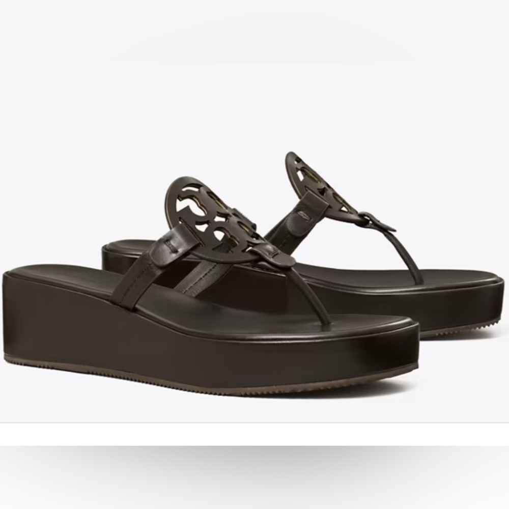 Tory Burch Dark Brown Platform Miller Sandals
